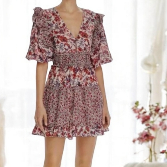 Saylor LACI FLORAL MINI DRESS IN MULTI Pink Combo - Picture 1 of 6